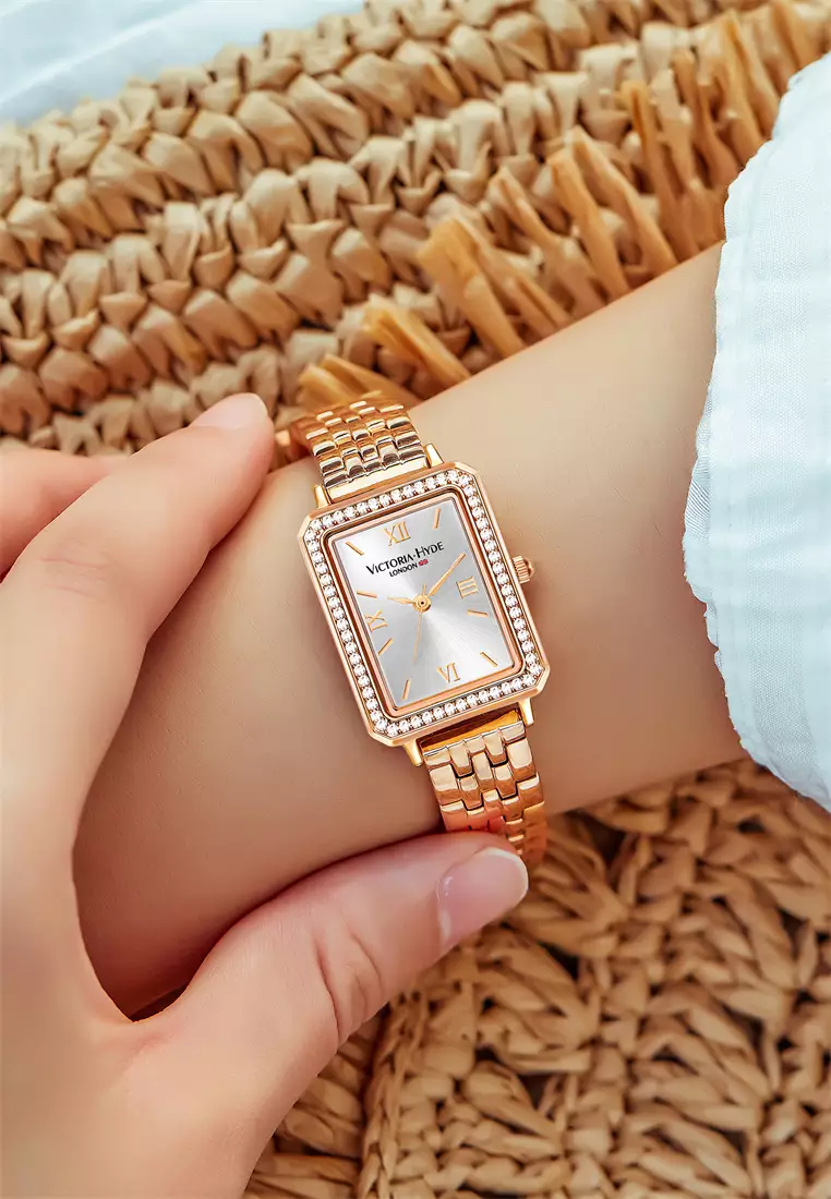 Westminster 22×28mm女士鉆石手表 玫瑰金 不銹鋼帶-金色