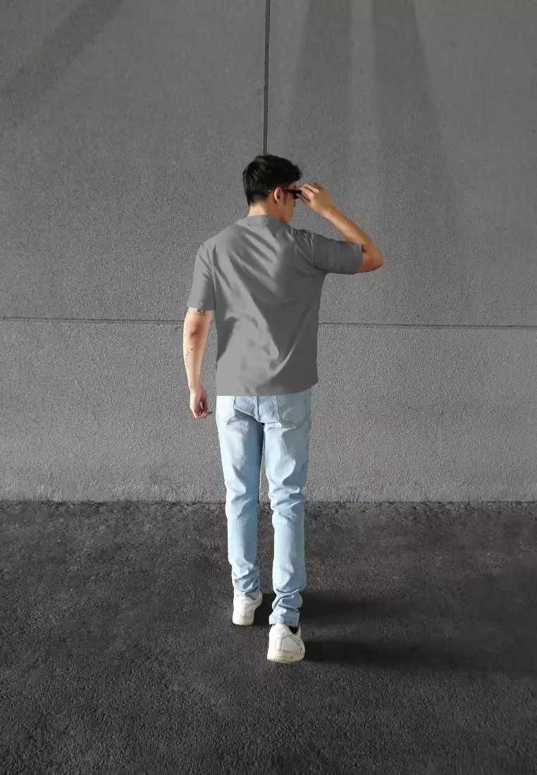 Kale Evan Light Grey / Cotton Cloudy / Kaos Boxy Fit / Kaos Korea / Atasan Kaos Pria / Kaos Basic Pria