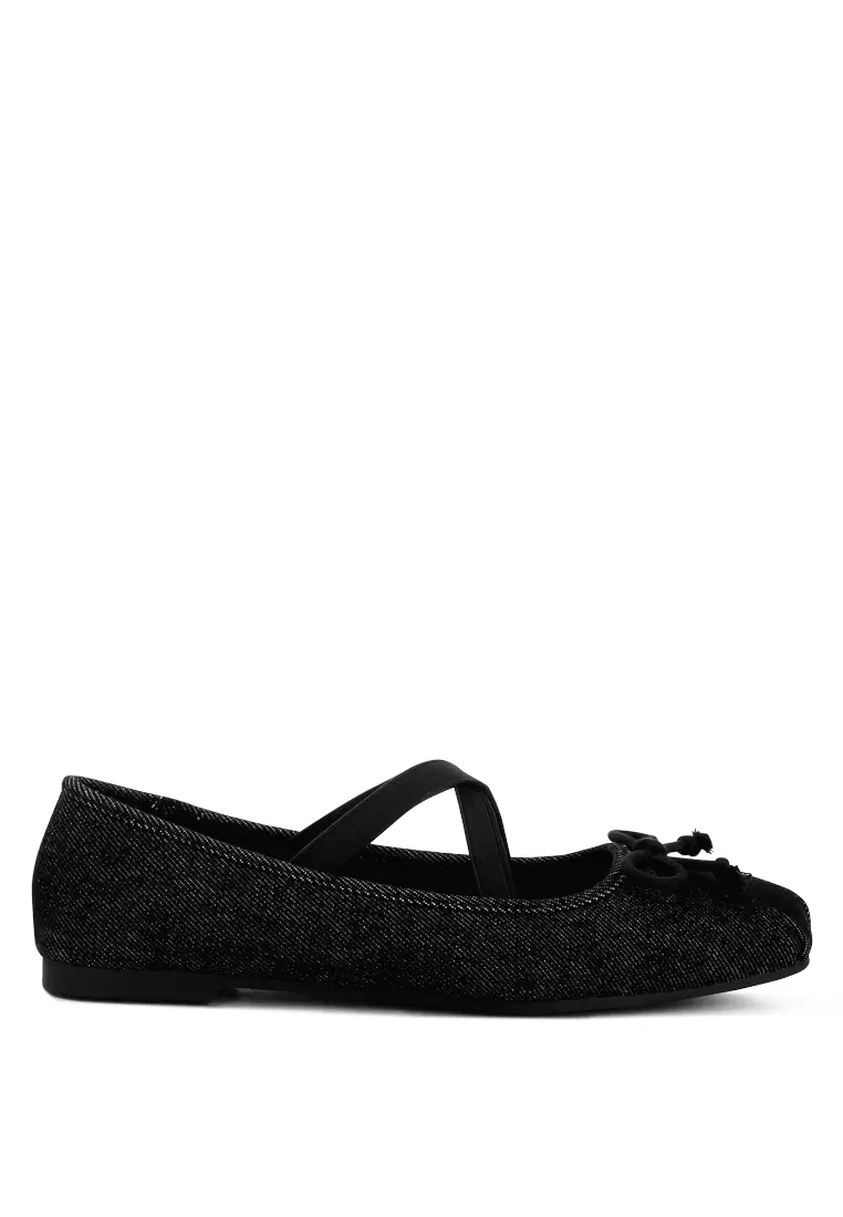 Discount on London Rag  shoes - SKU: Black Criss Cross Strap Ballet Flats