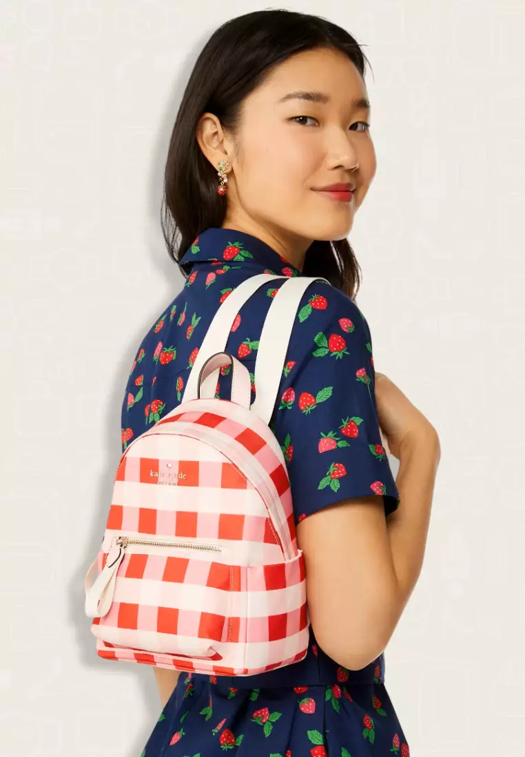 Kate Spade Chelsea Gingham Mini Backpack Pink Multi