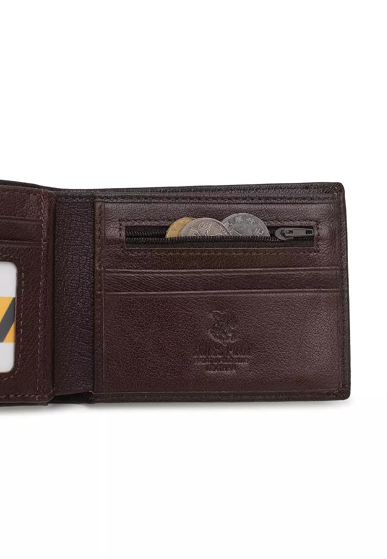 Men's Genuine Leather RFID Blocking Fortune Wallet (Genuine 皮具錢包) - 棕色