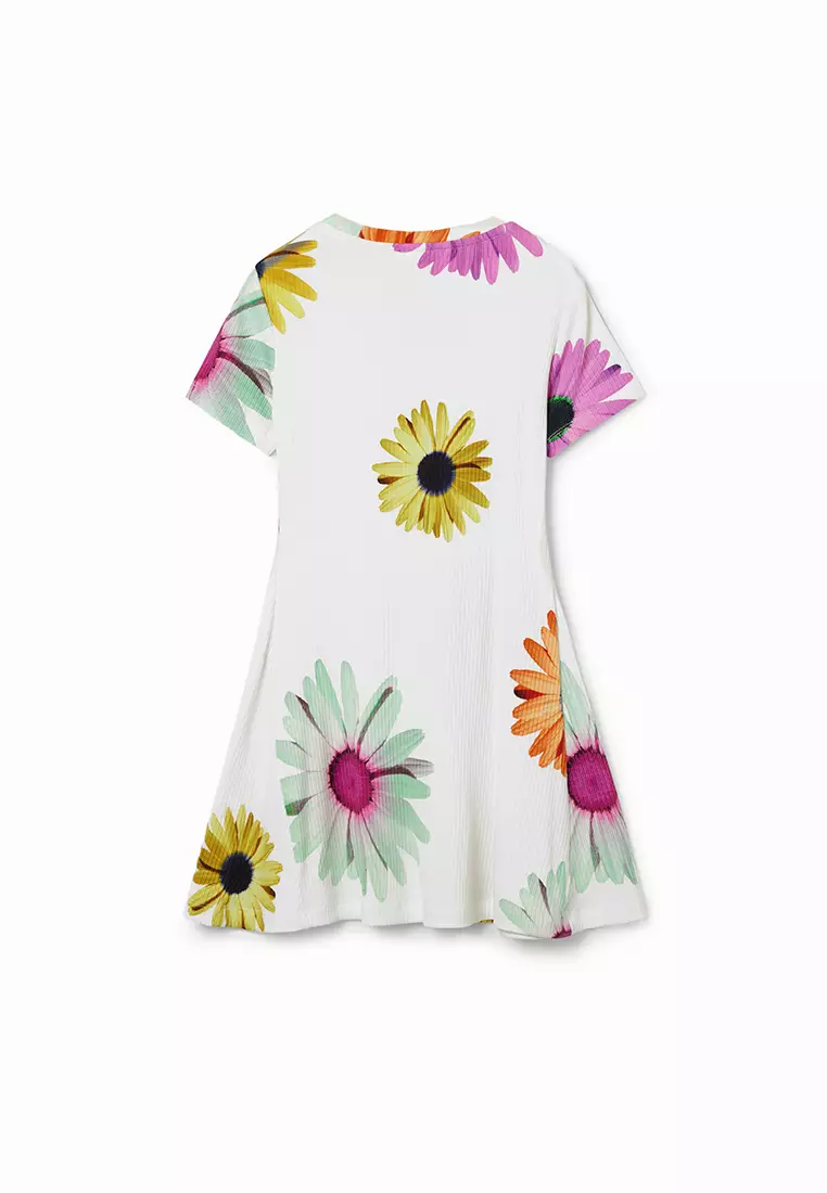 Desigual Girl Short ribbed daisy dress.