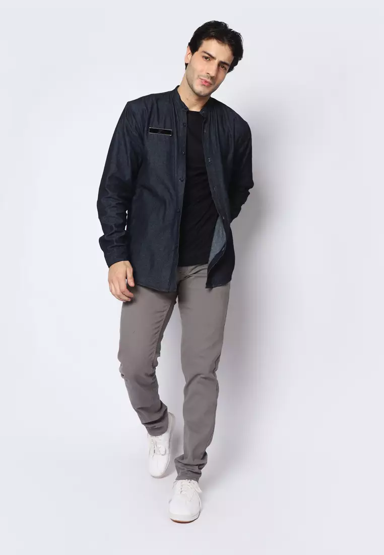 2nd RED Celana Panjang Pria Katun Chinos Slim Fit Cheers Mate Abu 112504