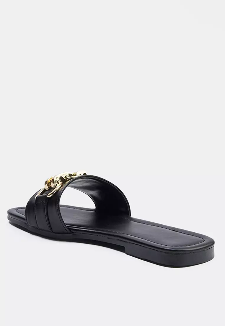 Gold Chain Detail Slippers