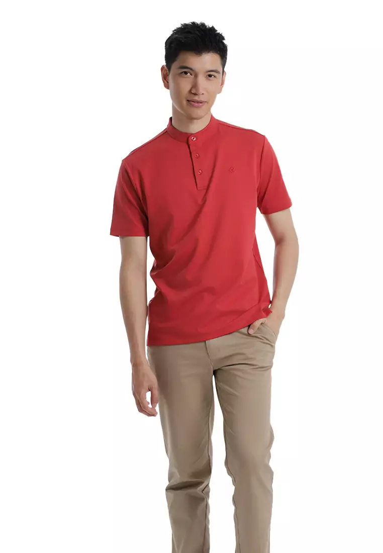 Byford Mandarin Polo Shirt Short Sleeve - 3626001A-75Red