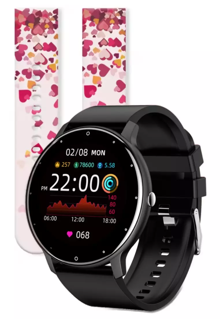 Pink Ladies Smart Watch - with 2 Easy to Exchange Silicon Straps