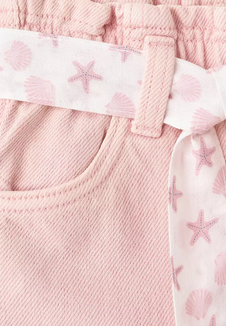 Denim Shorts With Scarf Detail