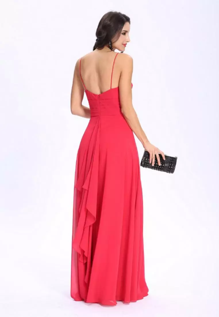 優雅的風格雪紡晚禮服