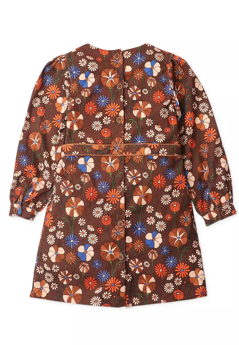 Girls Retro Flower A-Line Dress