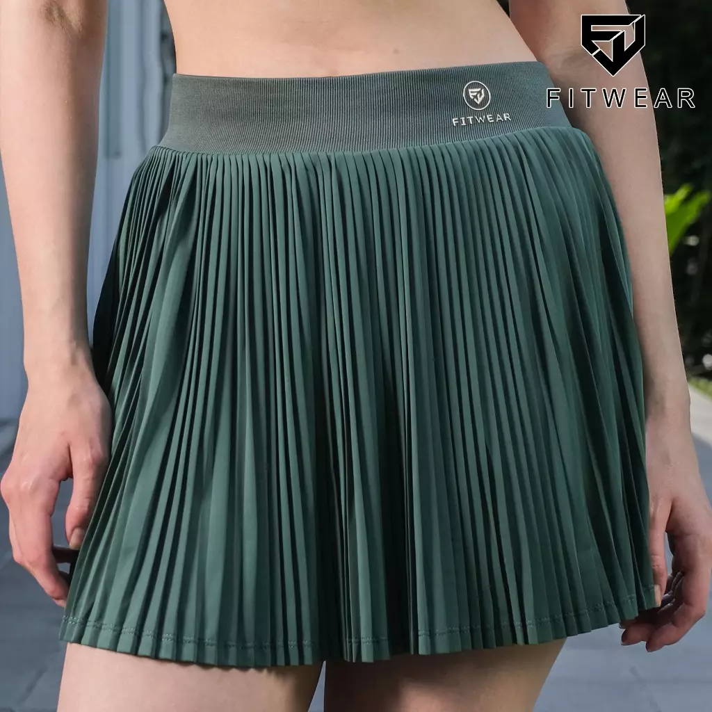 Fitwear Rok + Inner Padel Wanita Olahraga PRISCILLIA NARROW PLEATS - FOREST GREEN