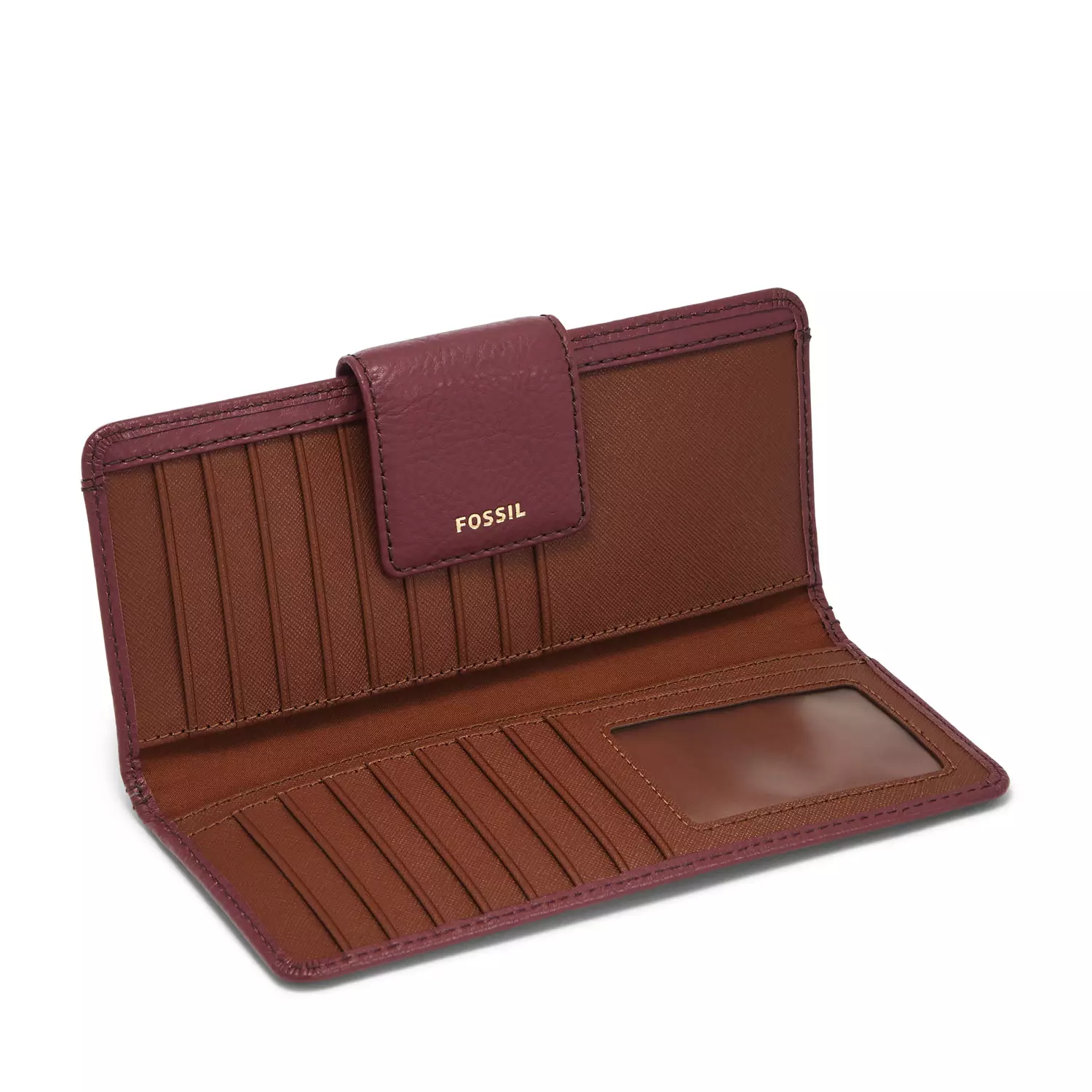 Jual Fossil Fossil Madison Zip Clutch Burgundy Leather Dompet