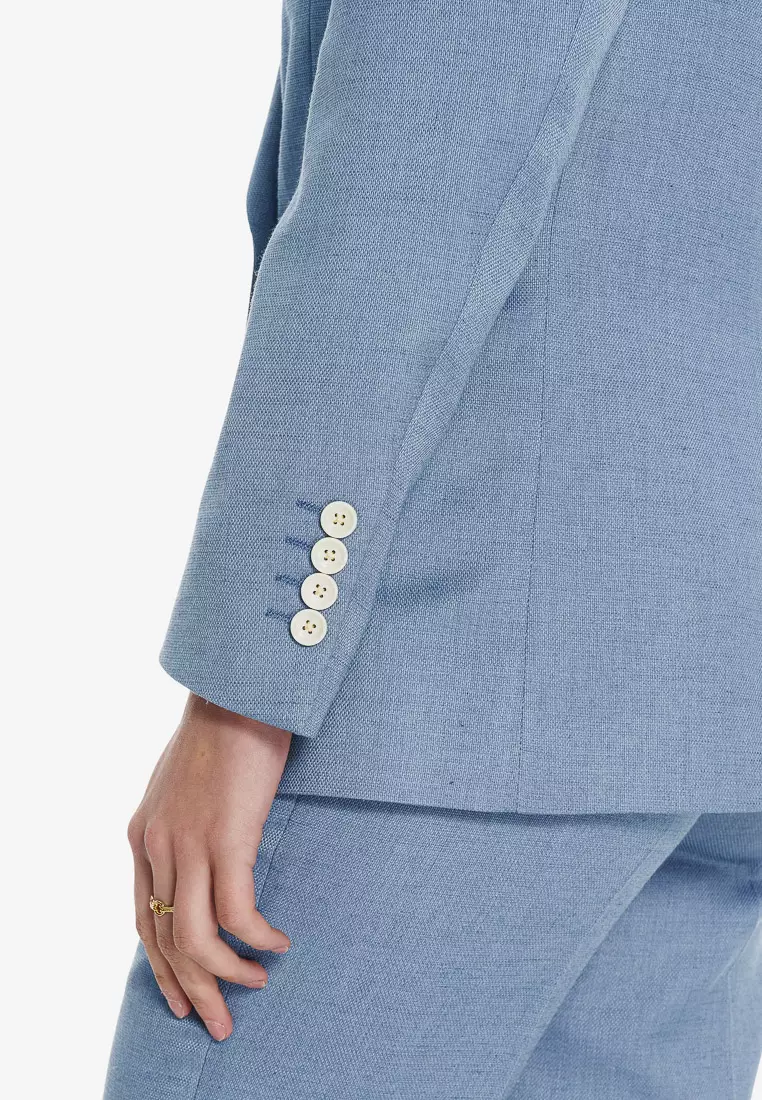 天藍色寬鬆版西裝外套(可機洗)