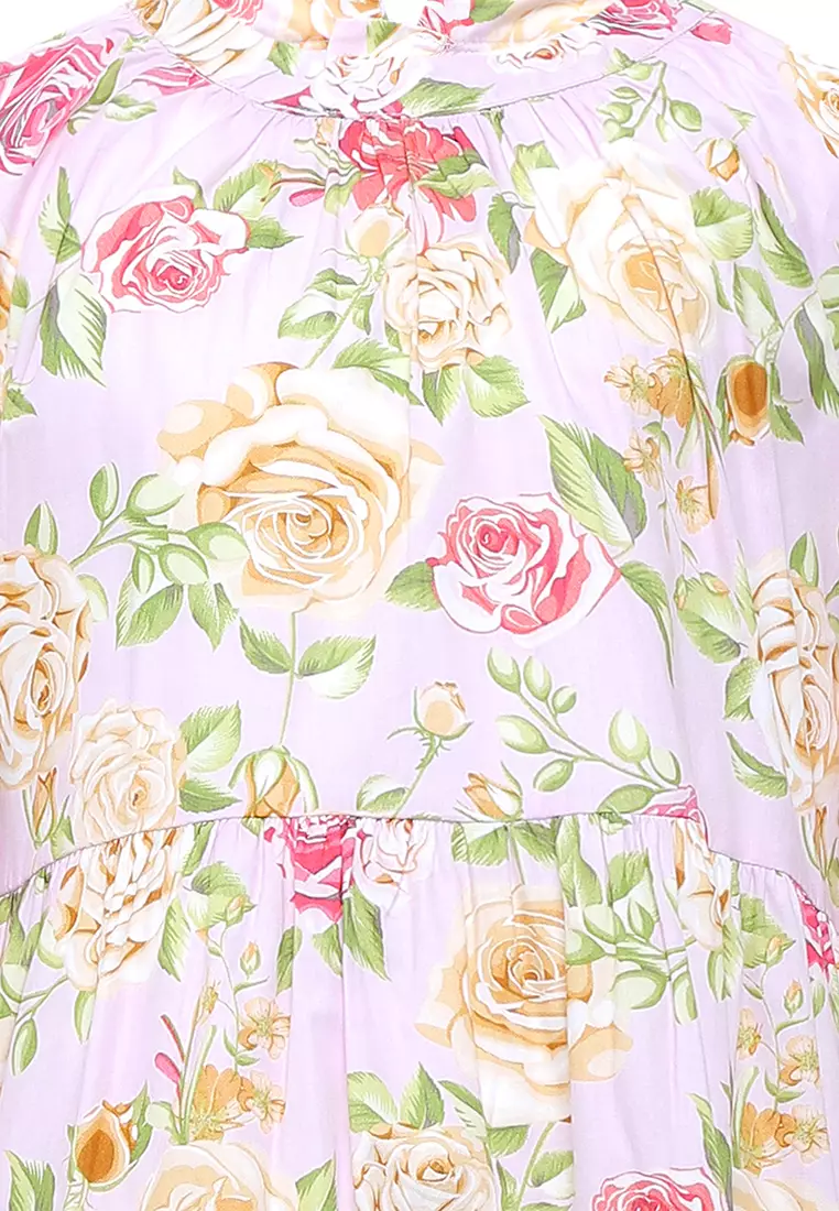 Pito Dito Girl Zaza Dress Panjang Anak Pink Motif Bunga