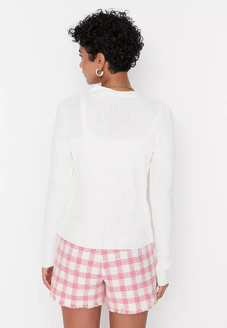 White on sale ribbed cardigan