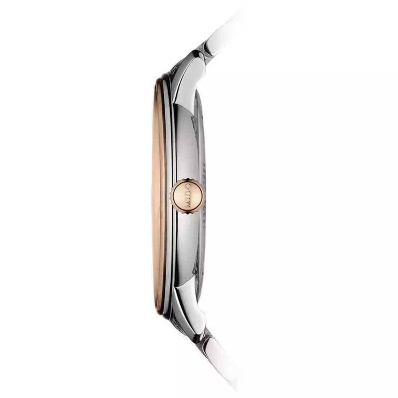 Jam Tangan Pria Mido Baroncelli III Heritage M027.407.22.010.00 Automatic White Dial Dual Tone Stainless Steel Strap