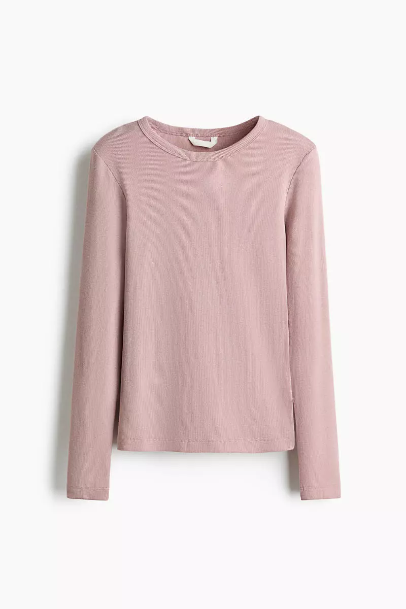 Ribbed cotton-blend top