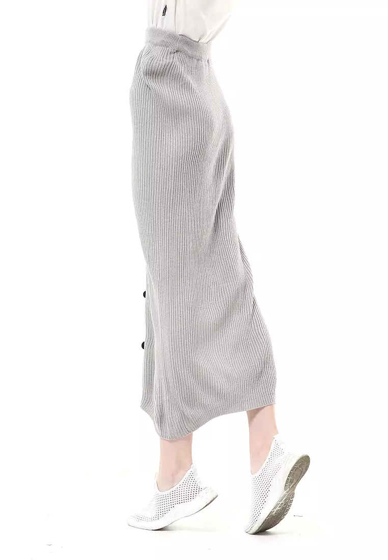 Deliana Rok Rajut Kancing Bawahan Wanita Premium Quality - Abu Muda