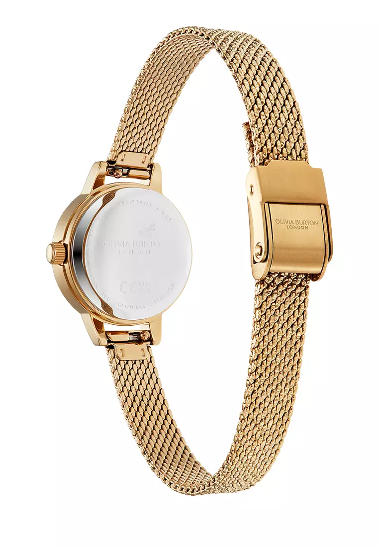 Olivia Burton Mini Dial Green Mother Of Pearl Gold Boucle Mesh 24000121