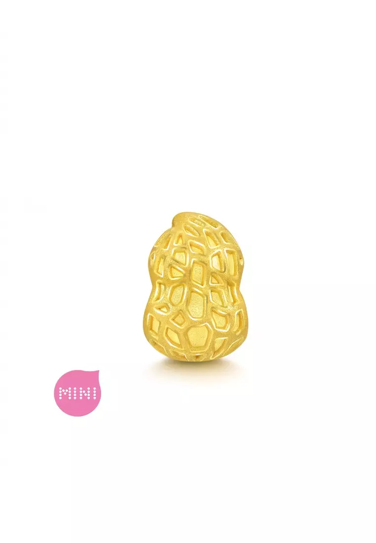 999 24K Solid Gold Peanut Mini Charm 92656C (Bracelet not included)