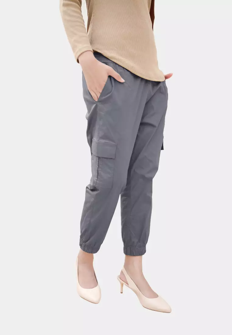Cotton Bee - Clef Cargo Pants | Celana Jogger Cargo Wanita - Lava Grey - XL