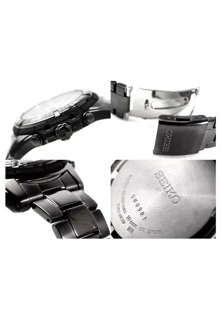 Jam Tangan Pria Seiko Original Garansi Resmi SNDB49 SNDB49P1 Strap Stainless Steel Black Chronograph