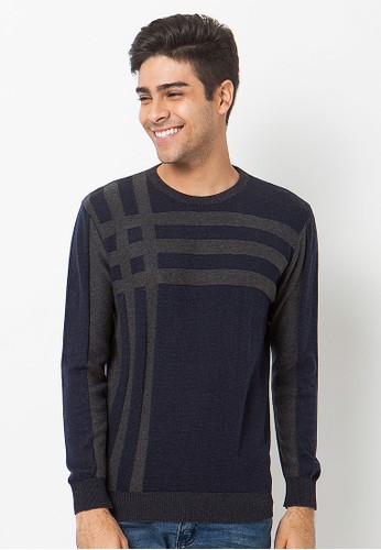 Knitwork Navy Lined Long Sleeve Sweater