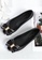 Halo black Bow Waterproof Jelly Flats Shoes FCB07SHD1A895BGS_5