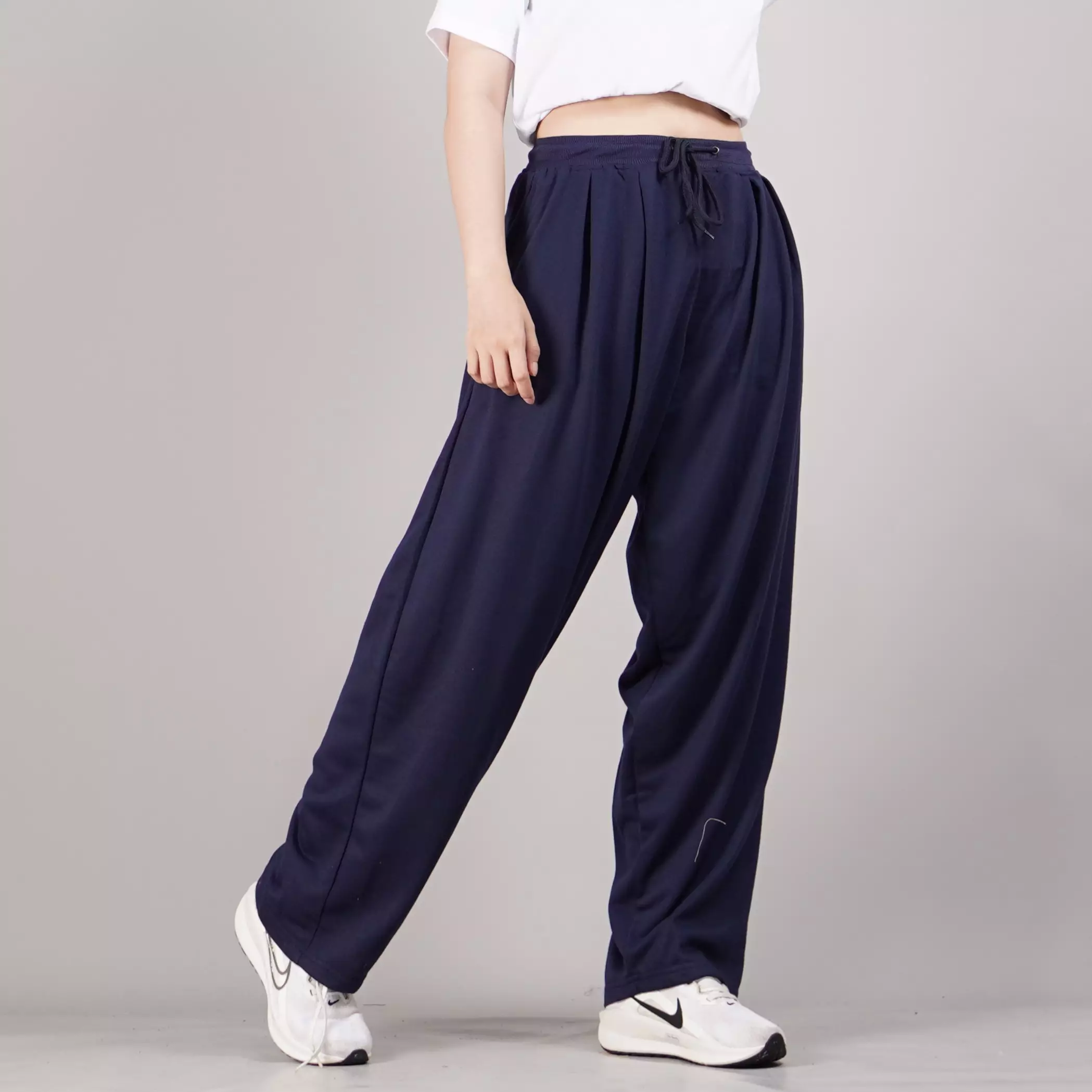 BAGGY PANTS Celana Wide Leg Baggy Pants Celana Kaki Lebar Wanita - NAVY