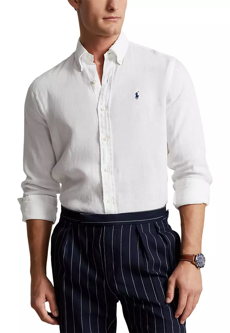 Slim fit linen shirt ralph lauren best sale