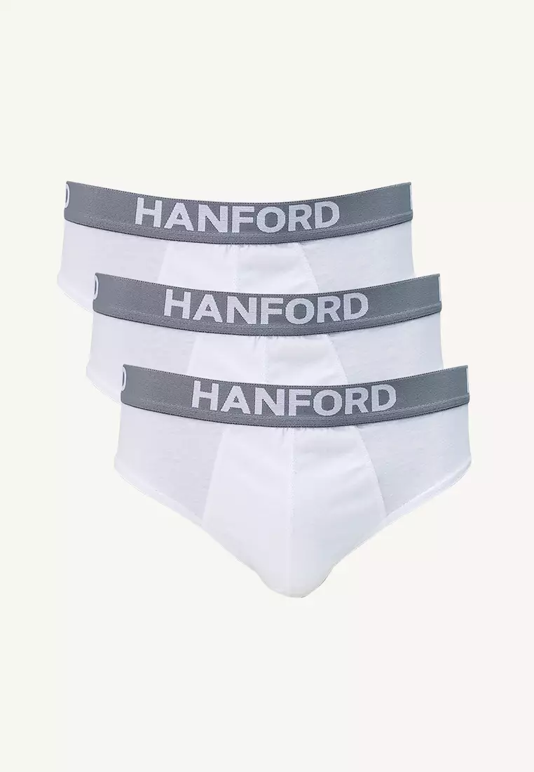 Regular Cotton Men's Briefs Ansel - White (3in1 Pack) S-4X Big Plus Size