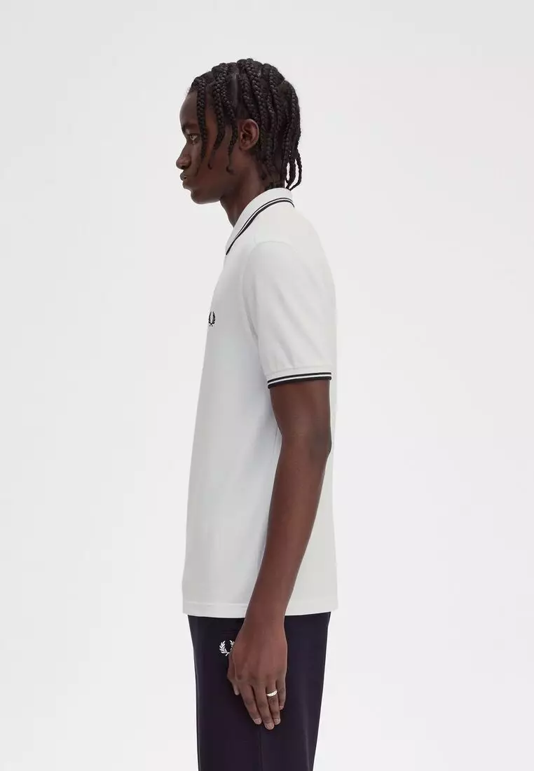Fred Perry M3600 Twin Tipped Fred Perry Shirt (White / Black / Black)