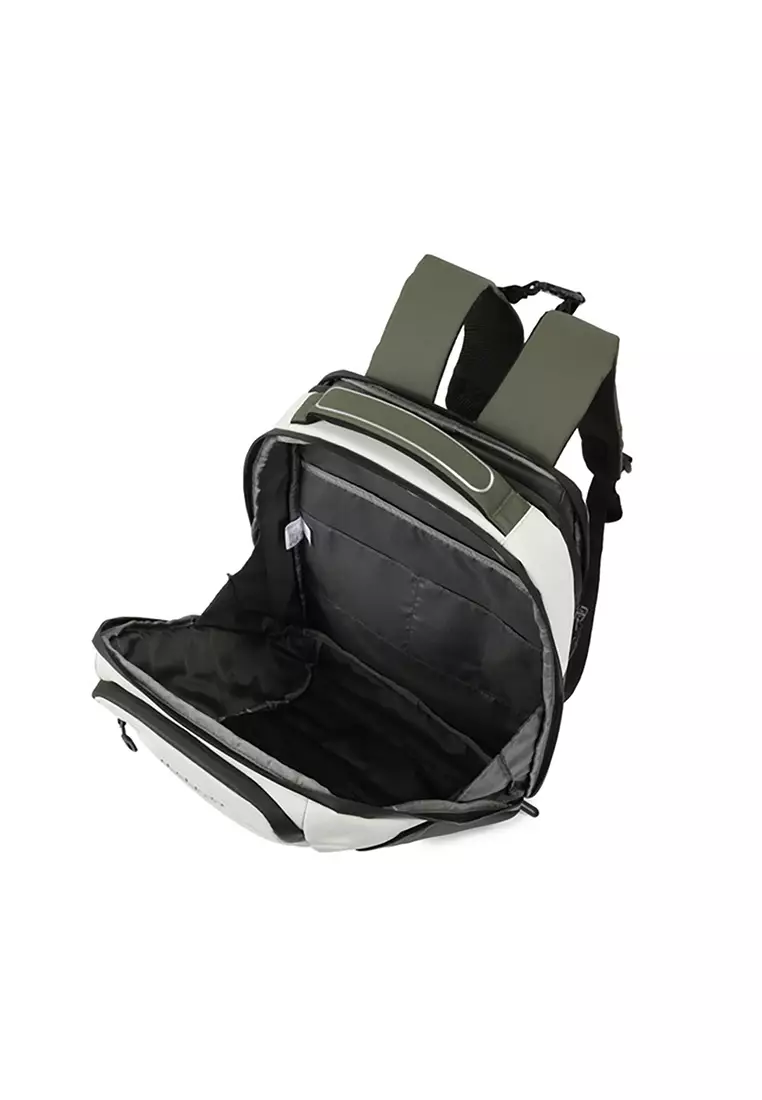 Hedgren Handle M P | Unisex 2 Comp Backpack M 15.6IN + RFID - Vaporous Grey/Olive