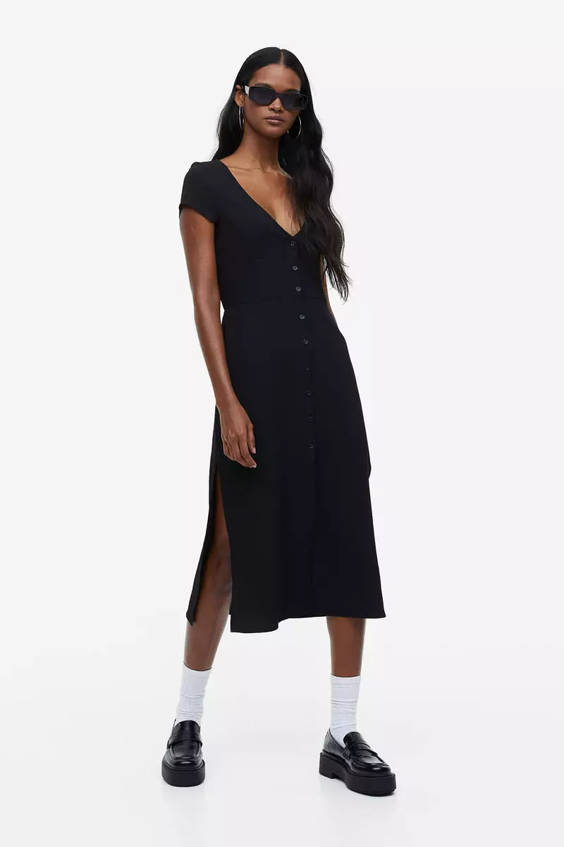 Buy H M Button front cr pe dress 2024 Online ZALORA Singapore