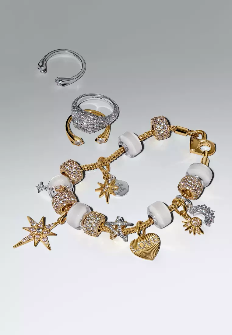 Pandora 14K Gold-Plated Sparkling Crossover Star Charm