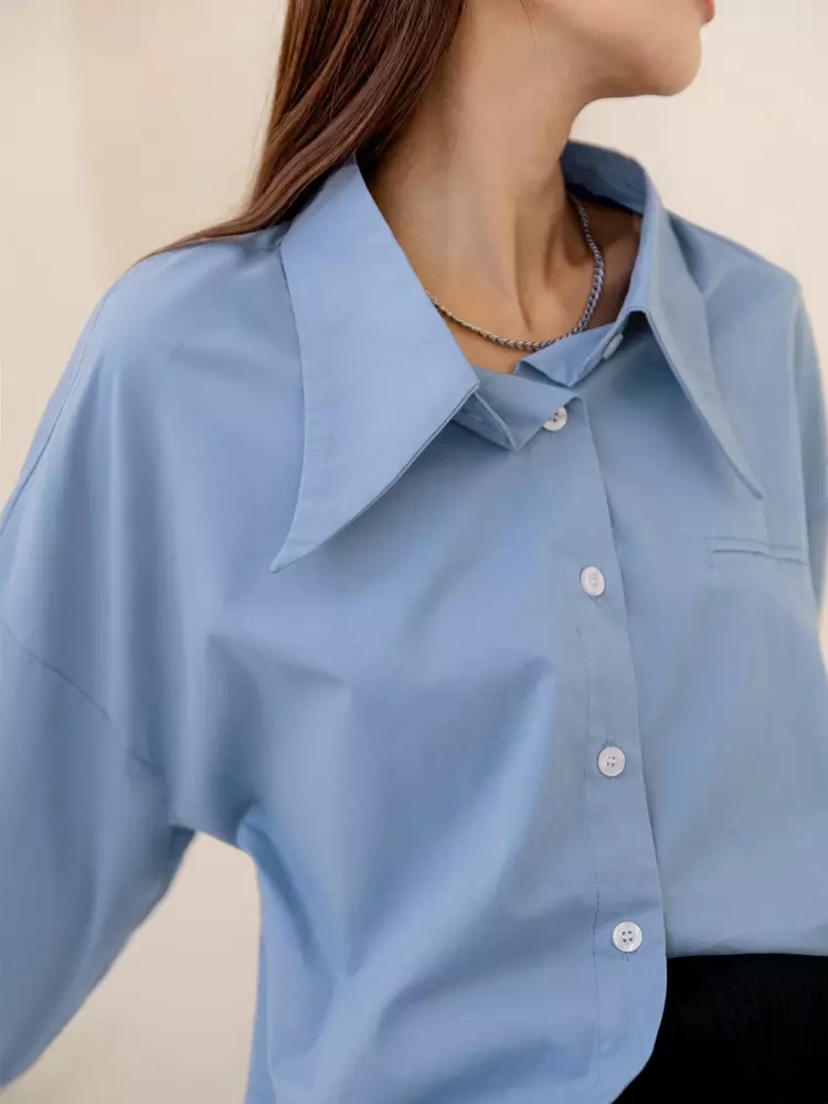 Shirt with Styled Collar and Drop Shoulder Sleeves [AB17845]