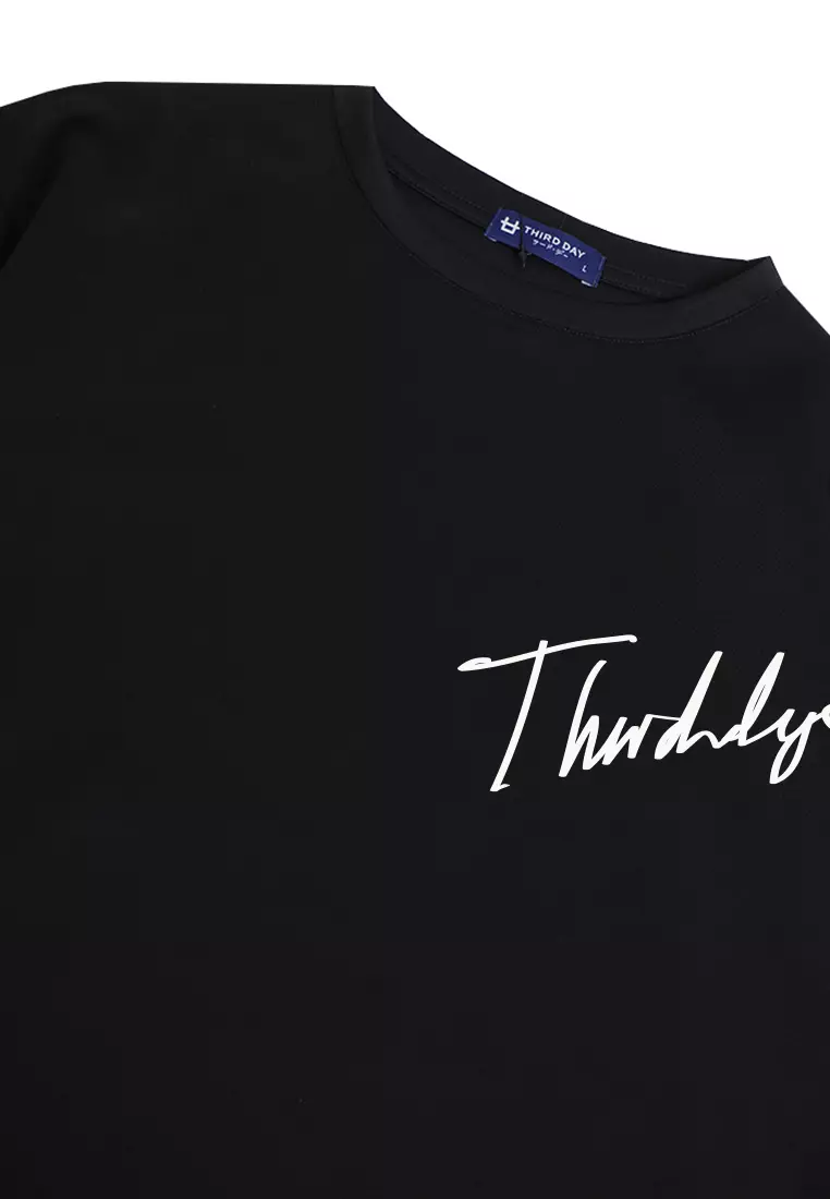 MTN27 kaos oversize scuba tebal thirddayco signature hitam