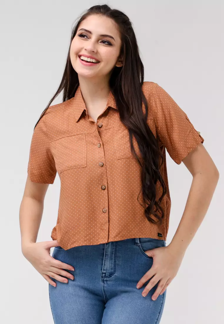 Woven Printed Rayon Short Sleeves Blouse