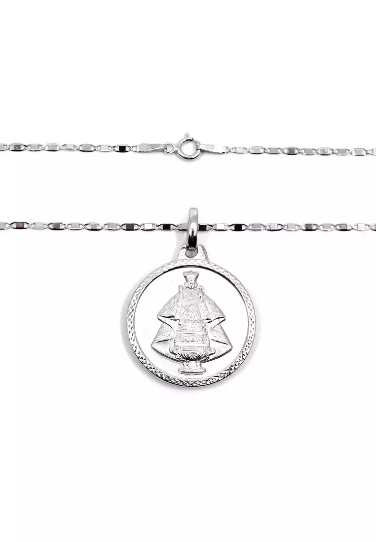 14K Italian Made White Gold Necklace and Pendant