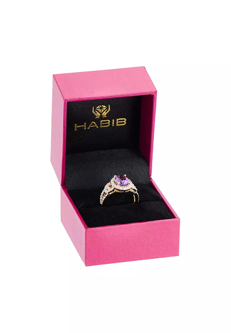 HABIB Oval Amethyst and Diamond Ring in 375/9K Yellow Gold 274590226