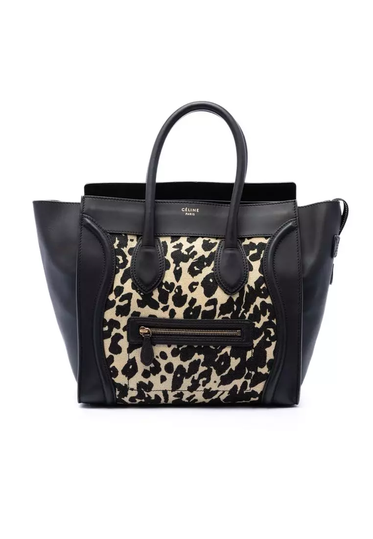 Pre-Loved Celine Mini Canvas Leopard Print Luggage Tote