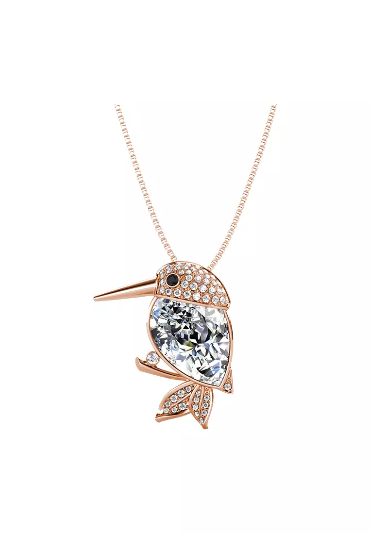 2 ways Pendant & Brooch Bird Feathered Friend RG - Kalung & Bros Crystal Premium Luvea Collection