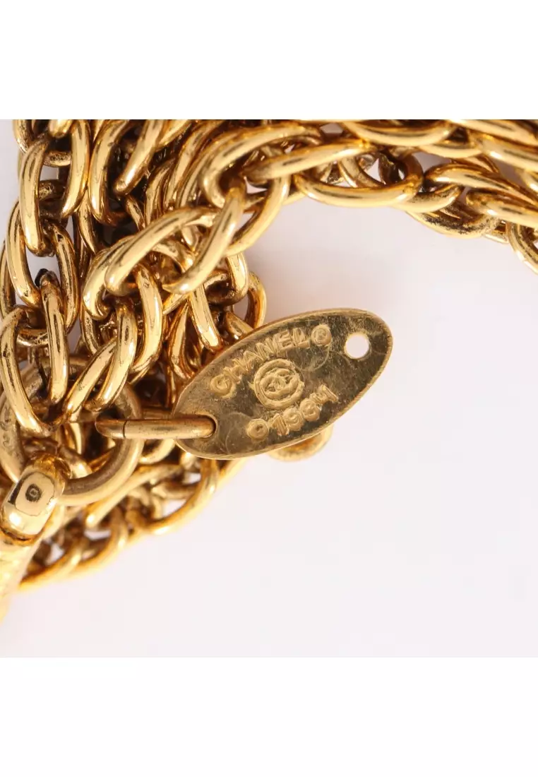 Pre-Loved Chanel Centaur necklace GP Rhinestone gold clear vintage