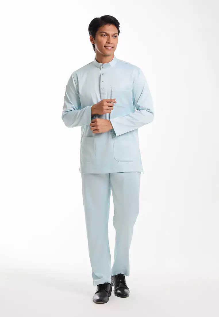 Alain Delon Baju Melayu Cekak Musang Dewasa - 19026005-31TintedAquaBlue