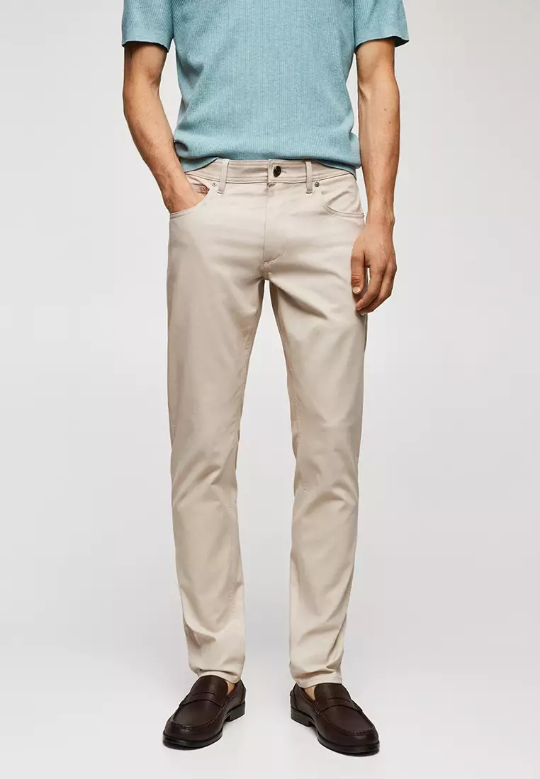 Buy MANGO Man Slim-Fit Stretch Cotton Trousers 2024 Online