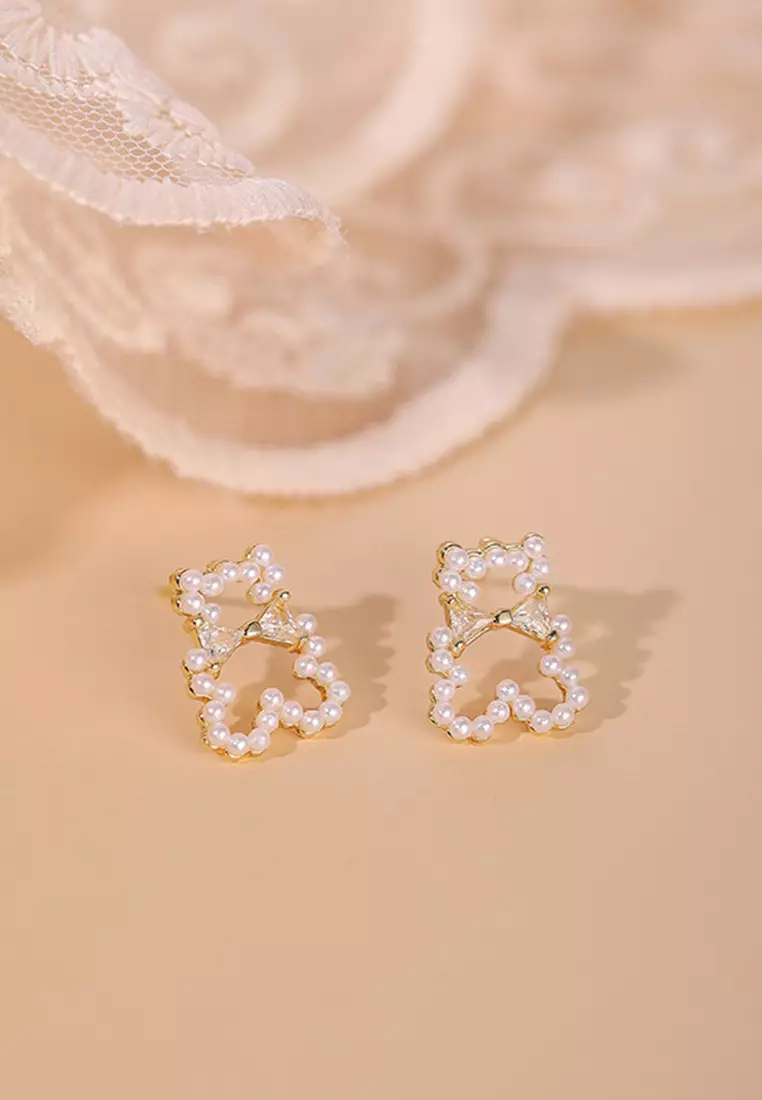 Golden discount bear earrings