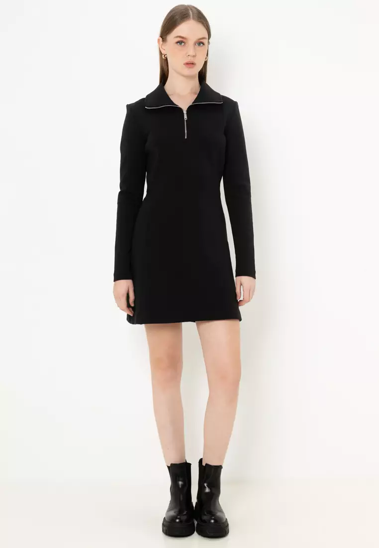 Scuba Fit & Flare Half Zip Dress - Calvin Klein Jeans