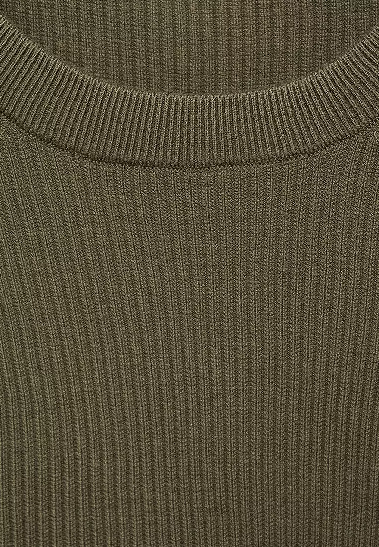 Fine Rib-Knit Cotton Sweater