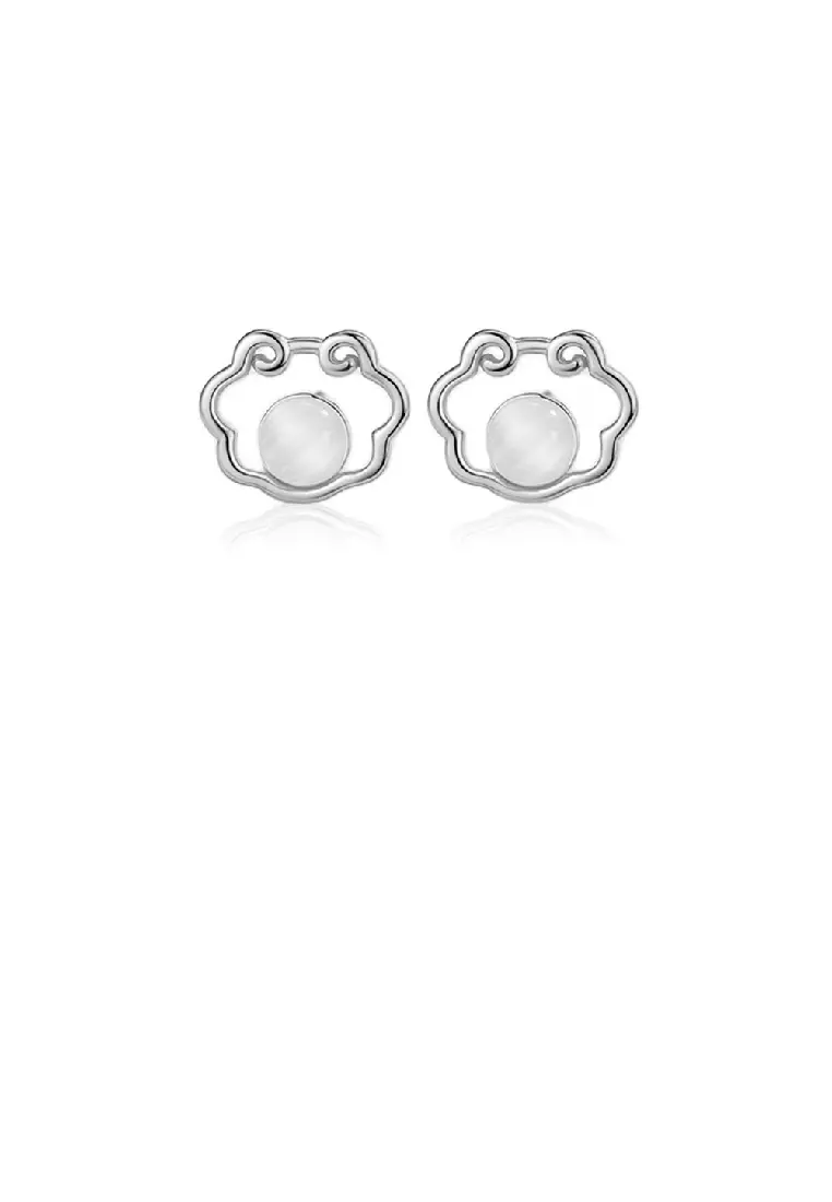 Mooclife 925 Sterling Silver Simple Vintage Ping An Lock Imitation Opal  Stud Earrings 2024 | Buy Mooclife Online | ZALORA Hong Kong