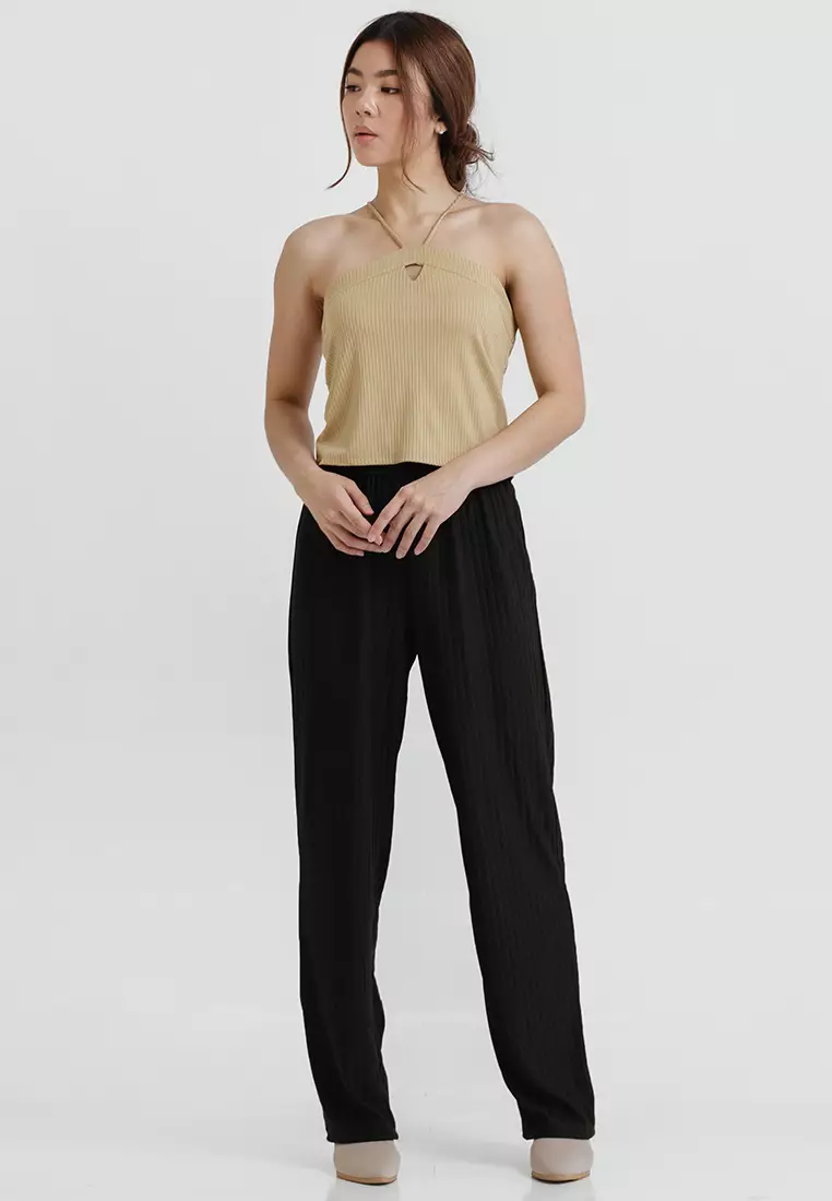 Knit Halter Tank Top in Mustard