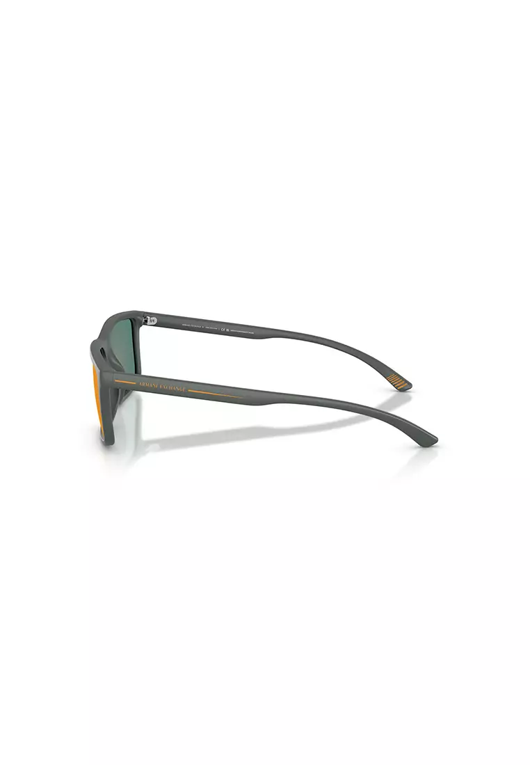 Men's Rectangle Frame Grey Injected Sunglasses - AX4157SU